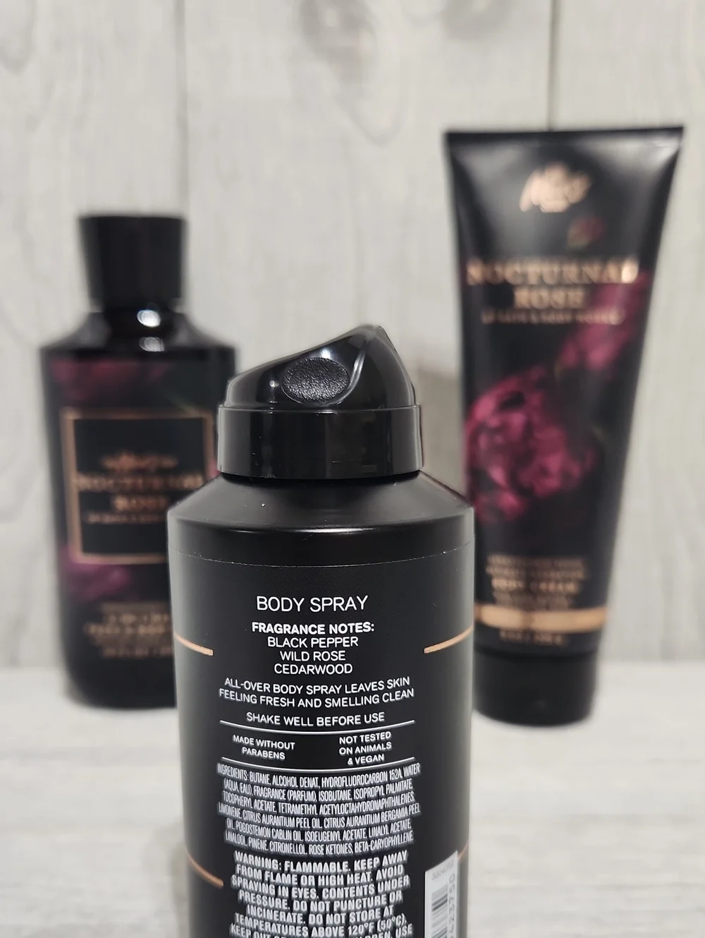 Bath & Body Works Men's Collection Nocturnal Rose 3pc Set Wash Cream Mist